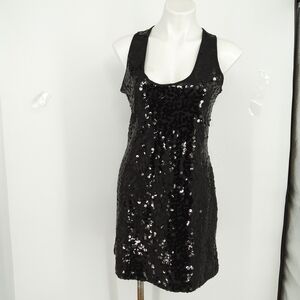 CALVIN KLEIN BLACK SLEEVELESS SEQUINED COCKTAIL DRESS SIZE 6